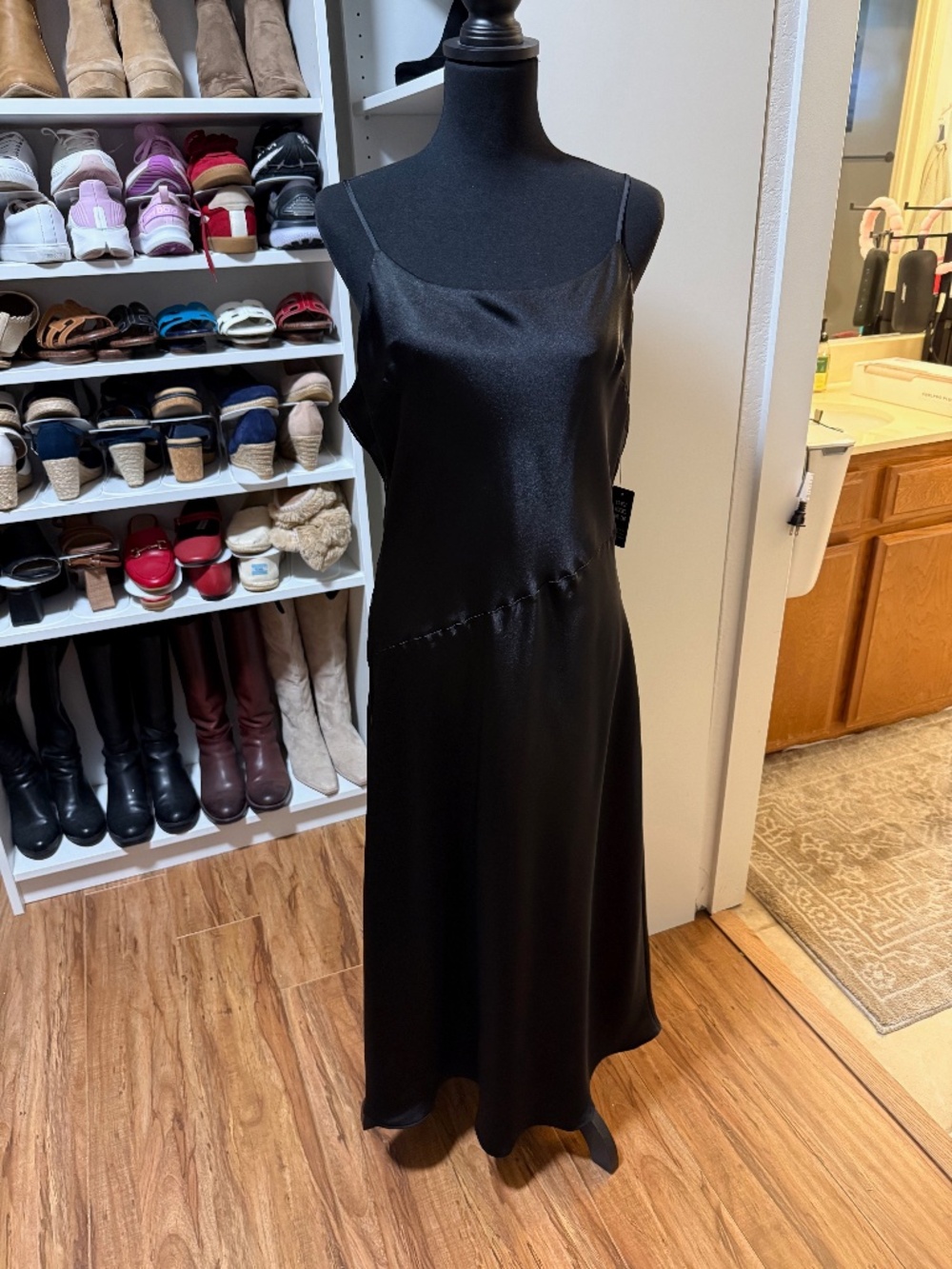 NWT Express Satin Scoop Neck Midi Downtown Cami Slip Dress